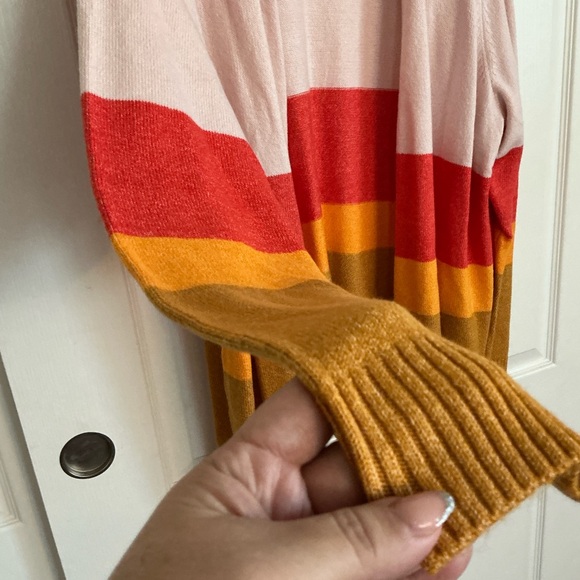 LANE BRYANT PLUS SIZE 22 24 LONG CARDIGAN COLORBLOCK SWEATER PINK RANGE‎ YELLOW - Picture 4 of 7